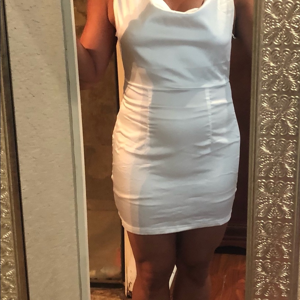 New with tags white satin rhinestone mini slip dress - Picture 2 of 9